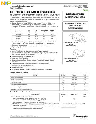 MRF8S9220H 数据手册首页