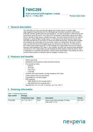74HC299D datasheet cover page