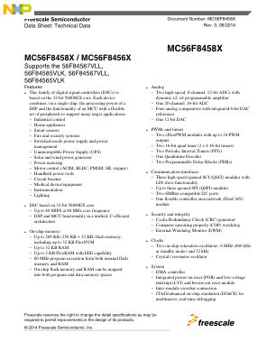 MC56F8458X 数据手册首页