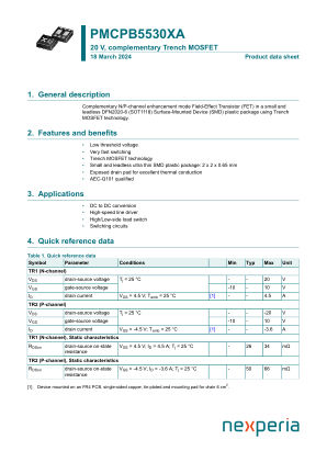 PMCPB5530XAX datasheet cover page
