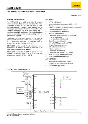 IS31FL3205-QFLS4-TR datasheet cover page
