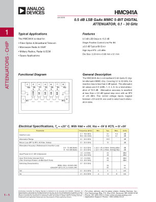 HMC941ACHIPS datasheet cover page