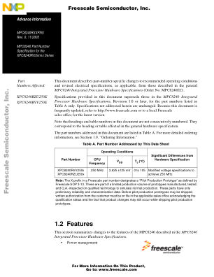 MPC8240RXXPNS datasheet cover page