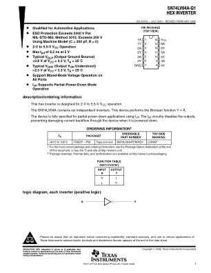 SN74LV04A-Q1 数据手册首页
