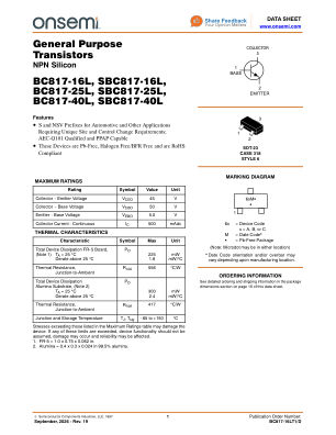 BC817-16LT1 datasheet cover page