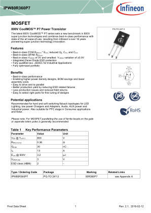 IPW80R360P7 datasheet cover page