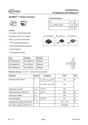 IPB100N04S3-03 数据手册首页