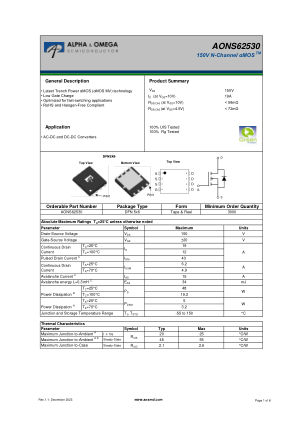 AONS62530 datasheet cover page