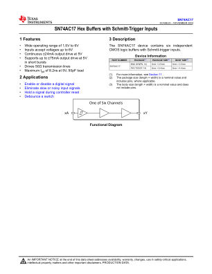 SN74AC17 datasheet cover page