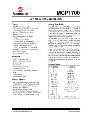 MCP1700T-1802E 数据手册首页