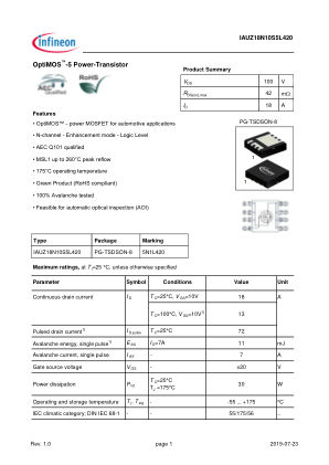 IAUZ18N10S5L420 数据手册首页