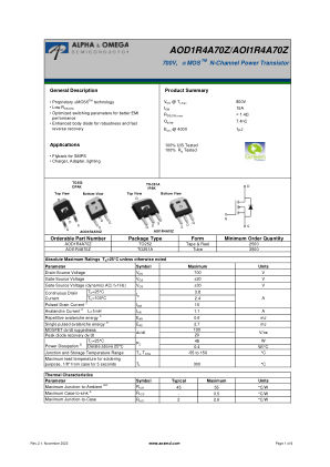 AOI1R4A70Z datasheet cover page