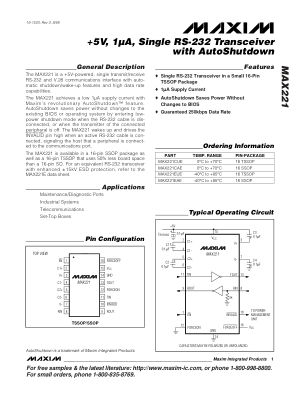MAX221 datasheet cover page