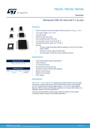 TSU101 datasheet cover page