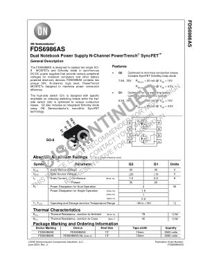 FDS6986AS datasheet cover page
