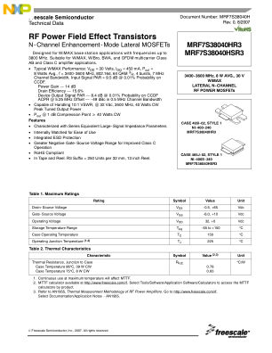 MRF7S38040H datasheet cover page