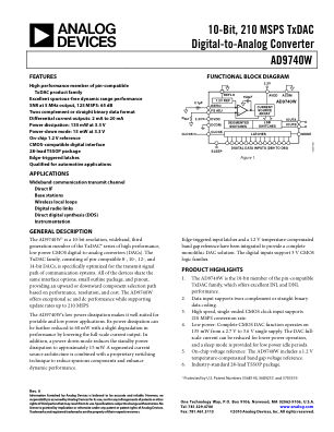 AD9740W 数据手册首页