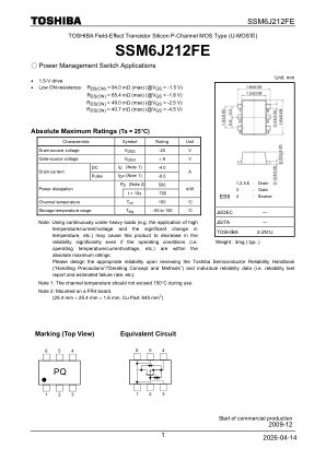 SSM6J212FE 数据手册首页