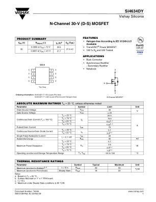 SI4634DY datasheet cover page