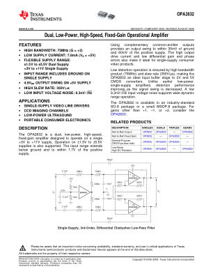 OPA2832 datasheet cover page