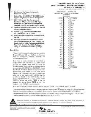 SN74ABT16601 数据手册首页