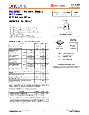 NVMTS1D1N04C datasheet cover page