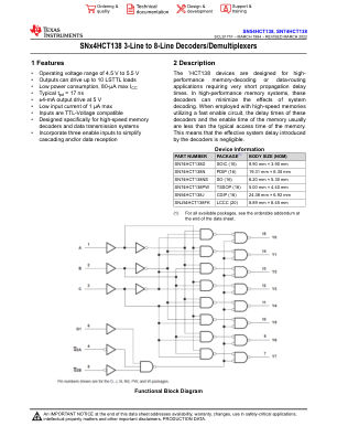 SN74HCT138 数据手册首页