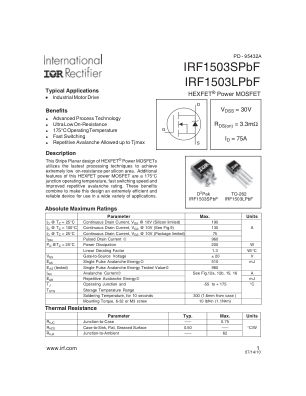 IRF1503S 数据手册首页