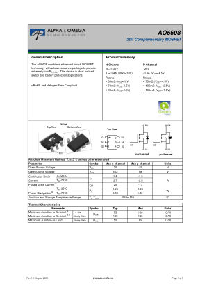 AO6608 datasheet cover page