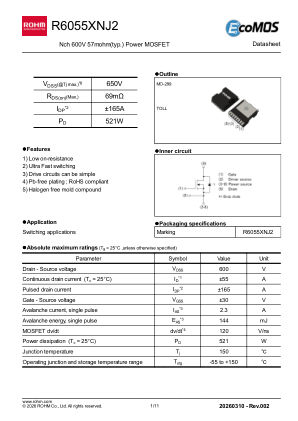 R6055XNJ2 datasheet cover page