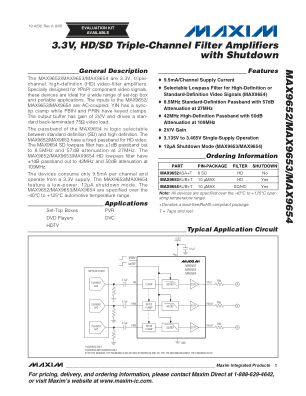 MAX9652-MAX9654 数据手册首页