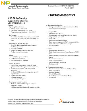 K10P100M100SF2V2 数据手册首页