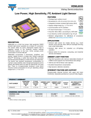 VEML6035 datasheet cover page