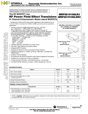 MRF5S19100L 数据手册首页
