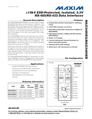 MAX3480EA datasheet cover page
