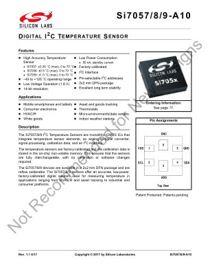 SI7059-A10-IM datasheet cover page