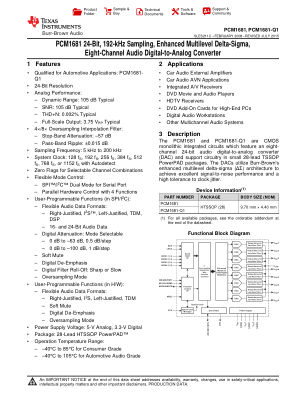 PCM1681-Q1 datasheet cover page