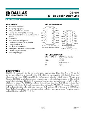 DS1010 datasheet cover page