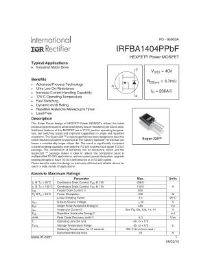IRFBA1404P 数据手册首页