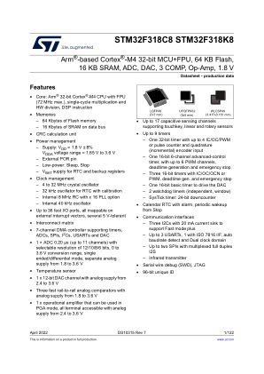 STM32F318C8 数据手册首页