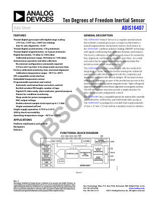 ADIS16407 数据手册首页