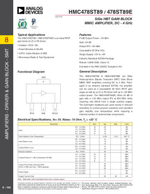 HMC478ST89 datasheet cover page