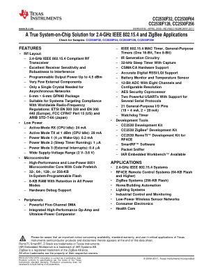 CC2530-RF4CE datasheet cover page