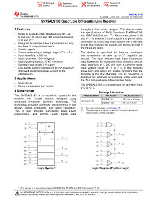 SN75ALS193 数据手册首页