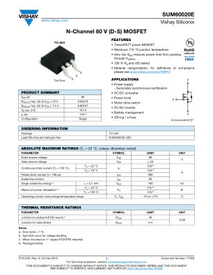SUM60020E 数据手册首页