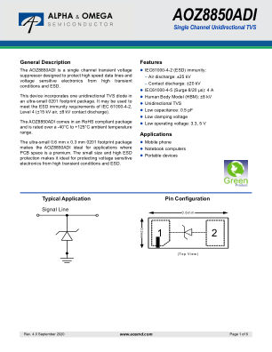 AOZ8850ADI-05 datasheet cover page