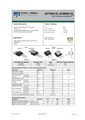 AOT66613 datasheet cover page