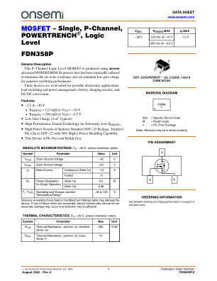 FDN358P datasheet cover page