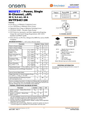 NVTFS4C13N 数据手册首页