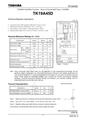 TK19A45D datasheet cover page